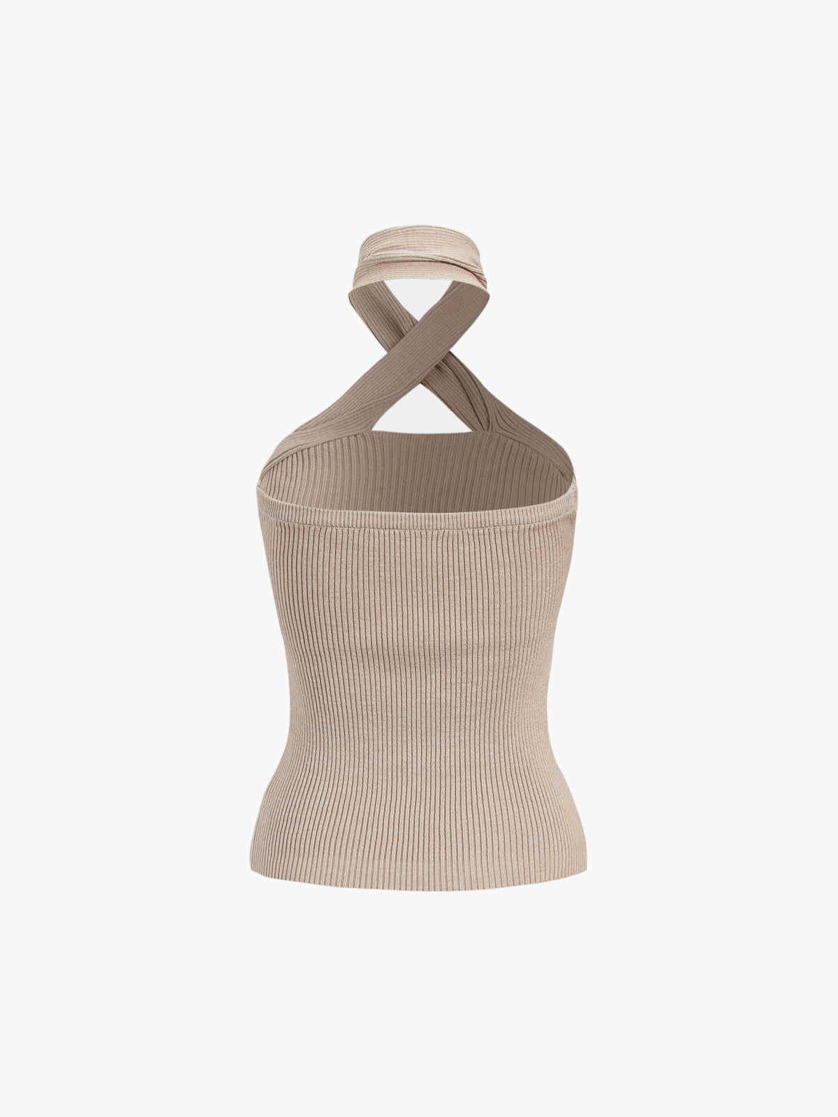 Haut en tricot côtelé marron avec licou