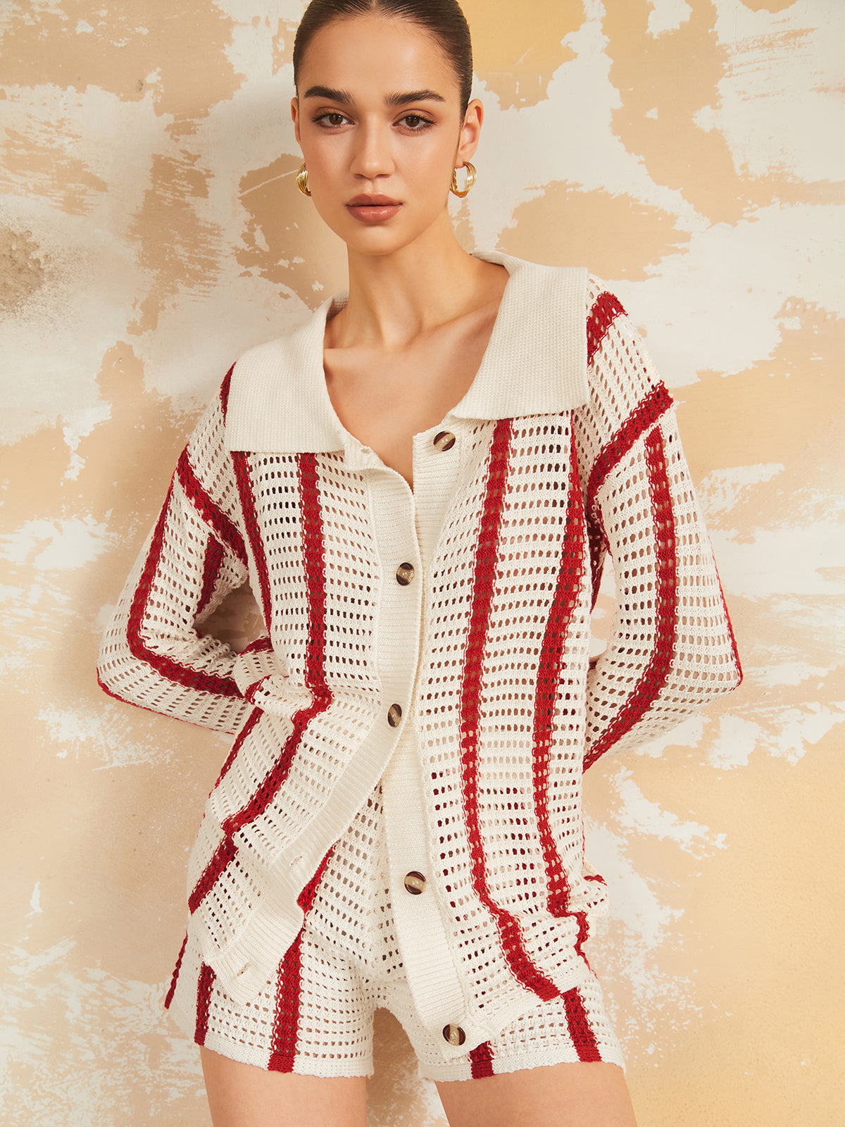 semble short deux pièces en crochet à rayures Puglia