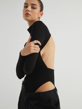 Open Back Mock Neck Bodysuit