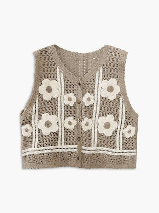 Veste en crochet floral