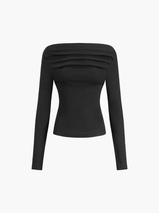 Blouse à manches longues à épaules dénudées obliques