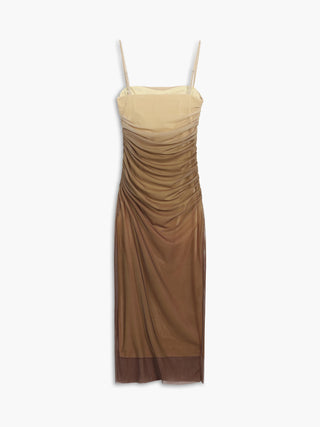 Robe longue zippée en maille dégradée cappuccino