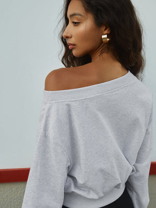 Asymmetric Off Shoulder Sweatshirt