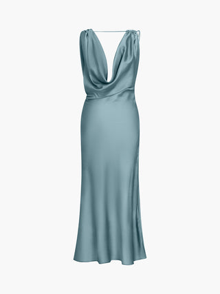 Aperol Spritz Cowl Neck Satin Long Dress