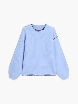 Pull à col rond bleu bébé