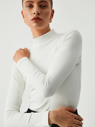 Solid Mock Neck Long Sleeve Top