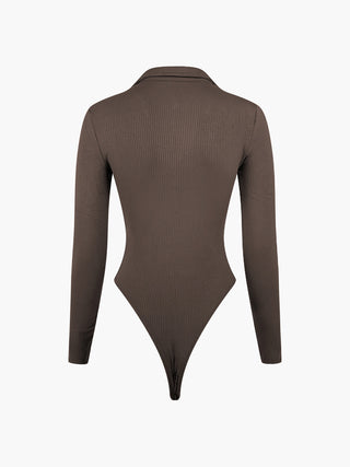 Open Collar Long Sleeve Bodysuit