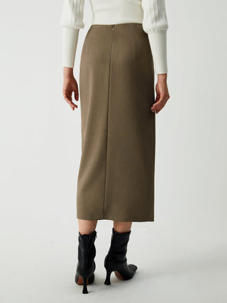 Maple Wrap Slit Midi Skirt