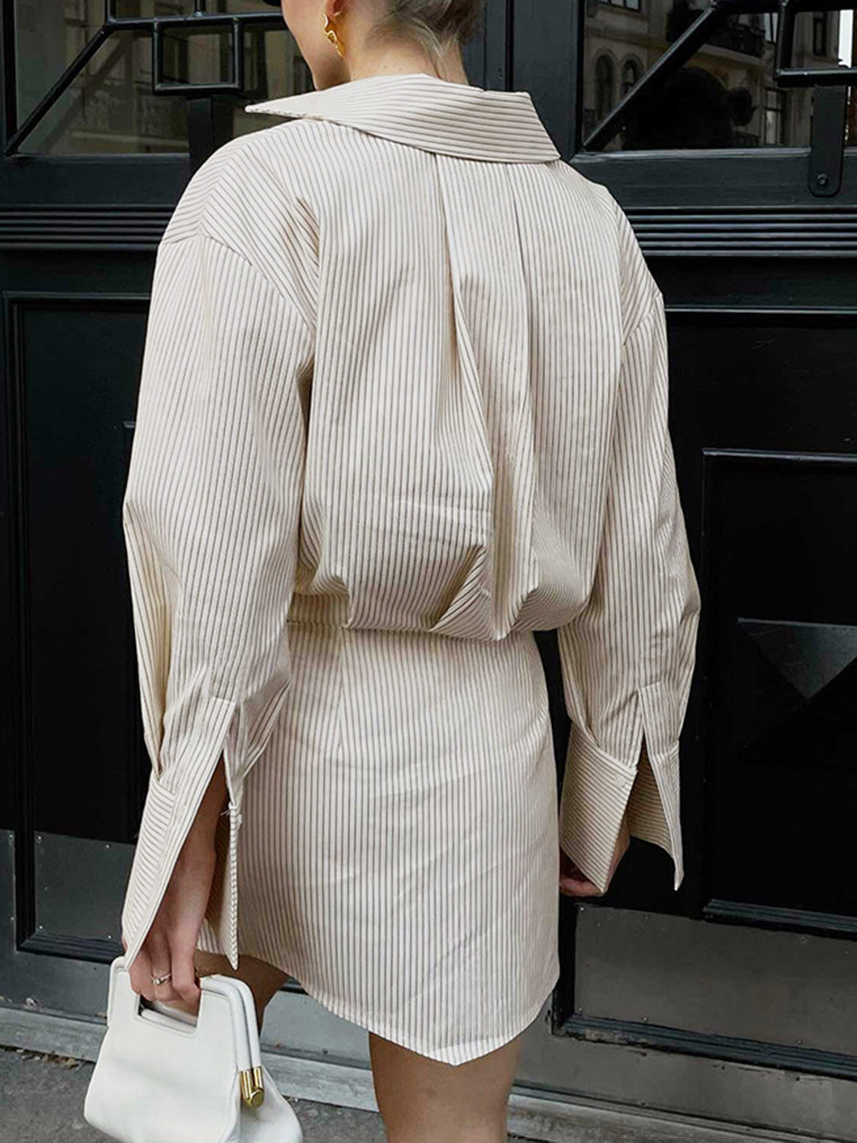 Robe chemise courte à rayures de loisirs