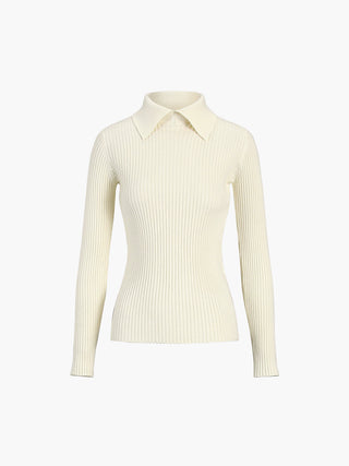 Vanilla Polo Long Sleeve Knit Top