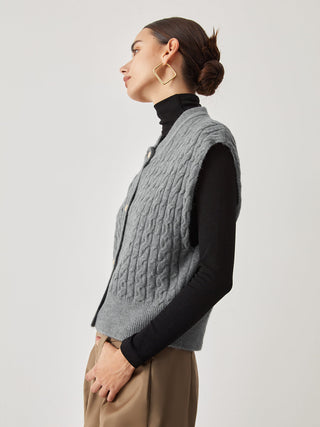 Cable Knit Button Down Vest