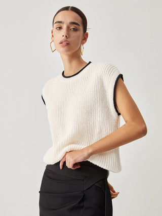 Contrast Trim Chunky Knit Vest