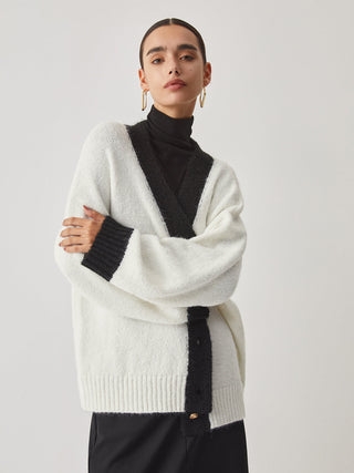 Oversized Contrast Trim Cardigan