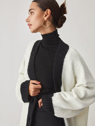 Oversized Contrast Trim Cardigan