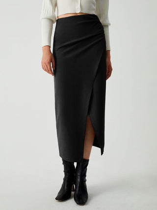 Maple Wrap Slit Midi Skirt