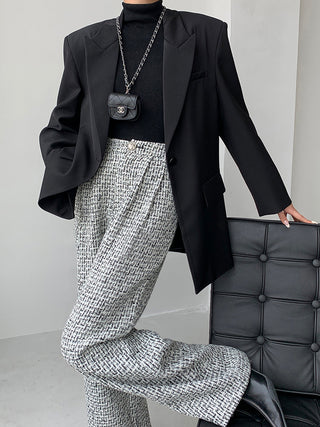 Tweed Wide Leg Dress Pants