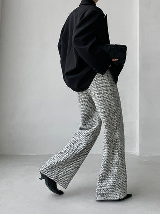 Pantalon large en tweed