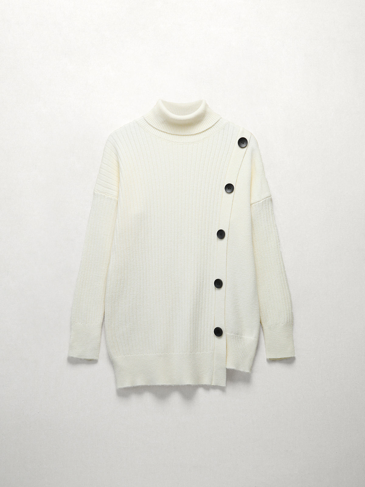Side Buttoned Turtleneck Sweater