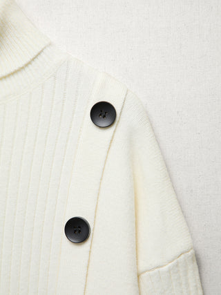 Side Buttoned Turtleneck Sweater