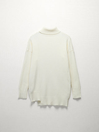 Side Buttoned Turtleneck Sweater