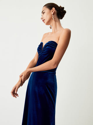 Velvet Bustier Tube Long Dress