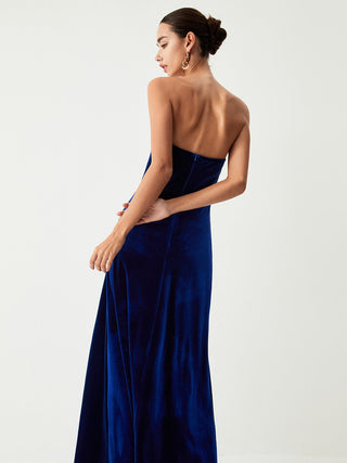 Velvet Bustier Tube Long Dress