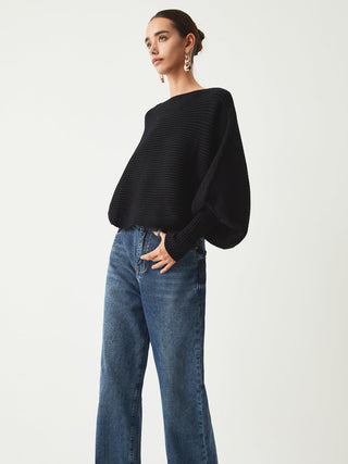 Pull crop ample en côtes oversize