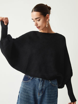 Pull crop ample en côtes oversize