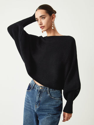 Pull crop ample en côtes oversize