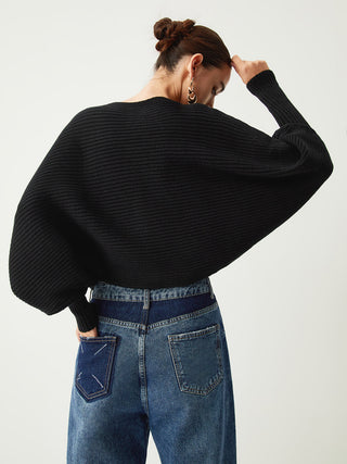 Pull crop ample en côtes oversize