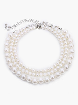 Treble Layers Pearl Necklace