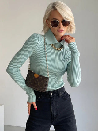 Vanilla Polo Long Sleeve Knit Top