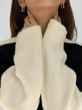 Casual Contrast Color Knit Sweater