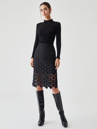 Multi Hexagon Layered Midi Skirt