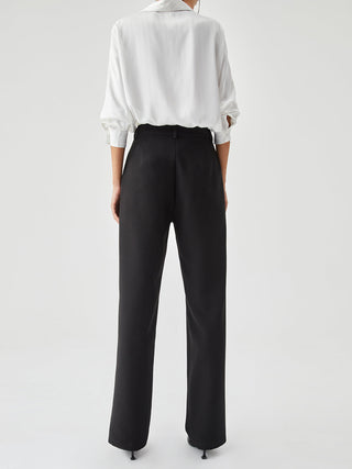 Straight Leg Pleated Cropped Pants