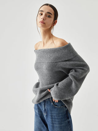 Pull en tricot surdimensionné à épaules dénudées