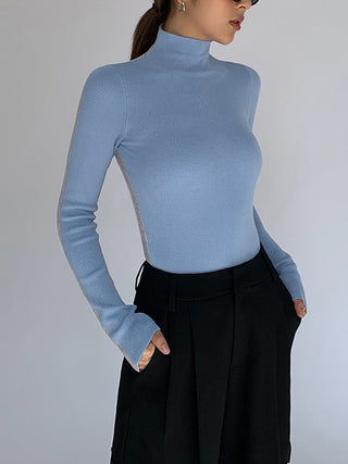 Two Tone Double Sided Long Sleeve Knit Top