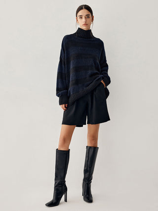 Semi Sheer Mock Turtleneck Sweater