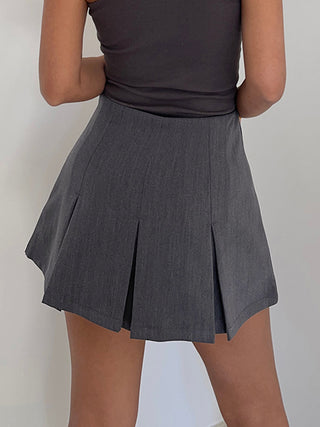 Casual Pleated Hem Mini Skort