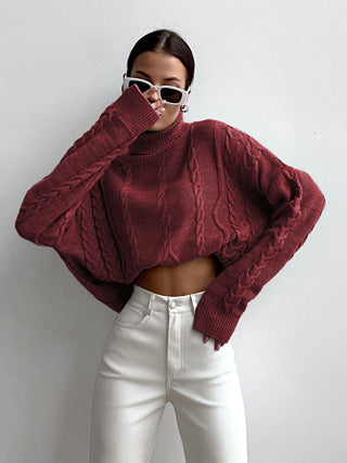 Cable Knit Turtleneck Oversized Sweater