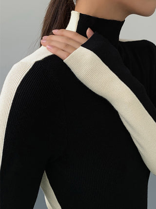 Two Tone Double Sided Long Sleeve Knit Top