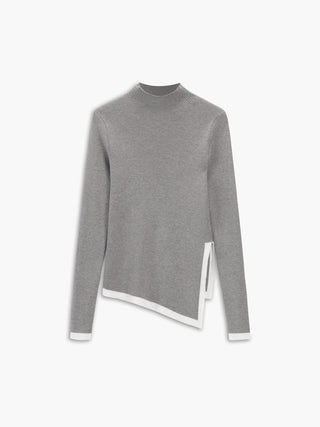 Asymmetrical Trim Mock Neck Sweater