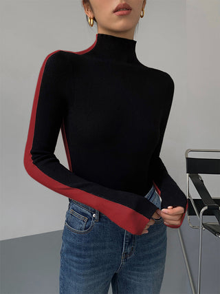 Two Tone Double Sided Long Sleeve Knit Top