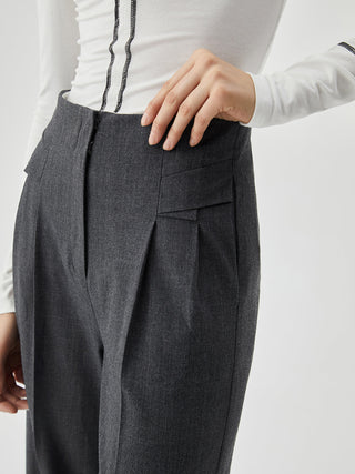 Pantalon de costume droit à plis dans la poche