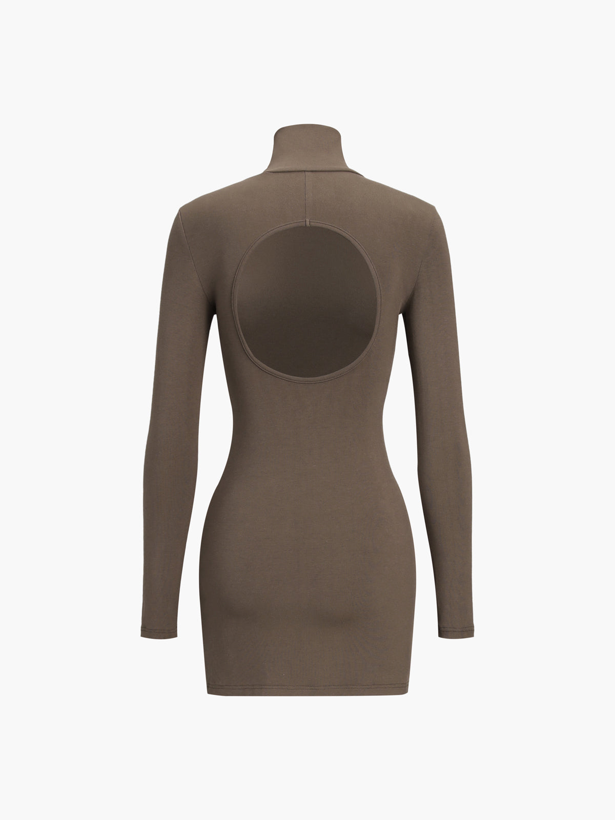 Robe courte à manches longues à col roulé et dos ouvert