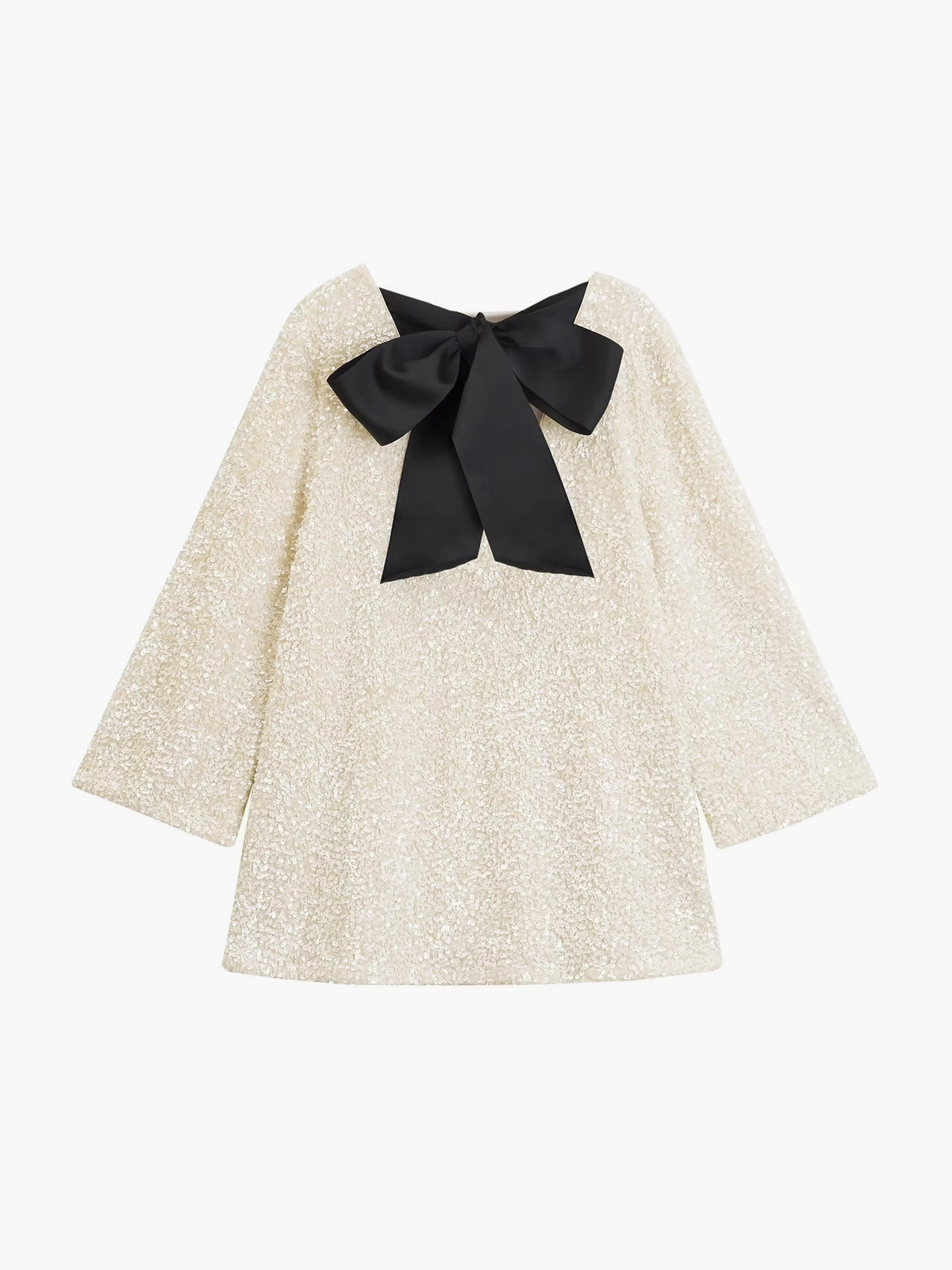 Robe mini en velours à sequins avec nœud