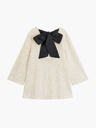 Robe mini en velours à sequins avec nœud