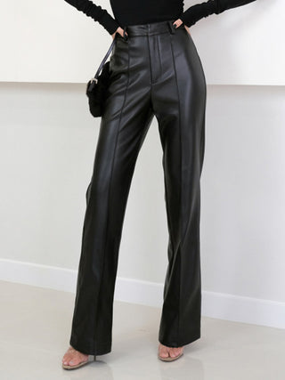 Pantalon en simili cuir taille haute