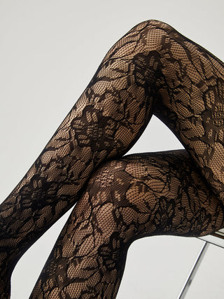 Collants en dentelle florale