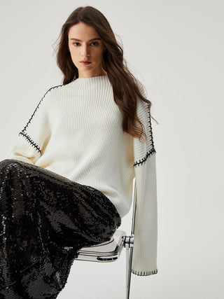 Wool-blend Contrast Trim Sweater